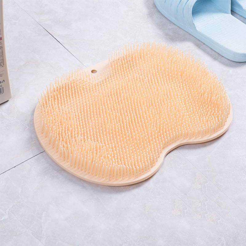 Non-slip silicone bath mat, back massage brush, foot rub tool.
