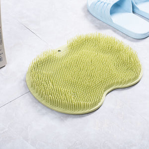 Non-slip silicone bath mat, back massage brush, foot rub tool.
