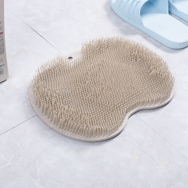 Non-slip silicone bath mat, back massage brush, foot rub tool.
