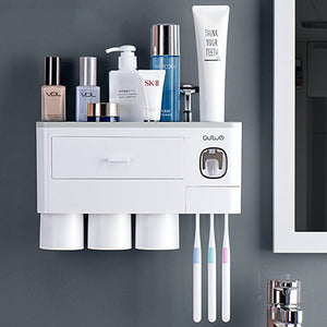 Magnetic toothbrush holder, drawer rack, toothpaste squeezer, toiletry set.