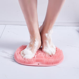 Non-slip silicone bath mat, back massage brush, foot rub tool.