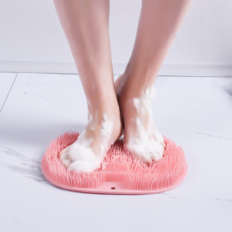 Non-slip silicone bath mat, back massage brush, foot rub tool.