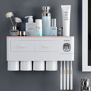 Magnetic toothbrush holder, drawer rack, toothpaste squeezer, toiletry set.