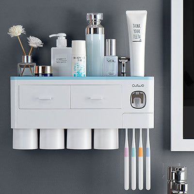 Magnetic toothbrush holder, drawer rack, toothpaste squeezer, toiletry set.