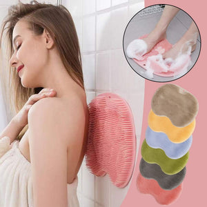 Non-slip silicone bath mat, back massage brush, foot rub tool.